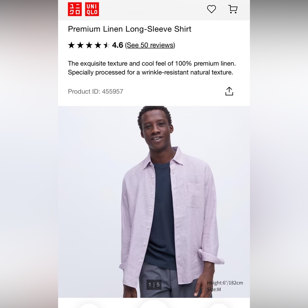 NWT Uniqlo Premium Linen Long Sleeve Shirt